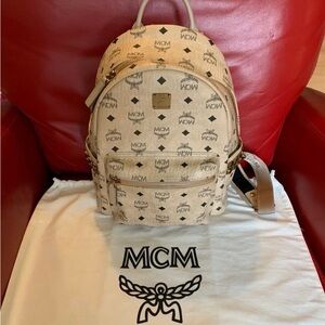 MCM Beige Monogram Backpack